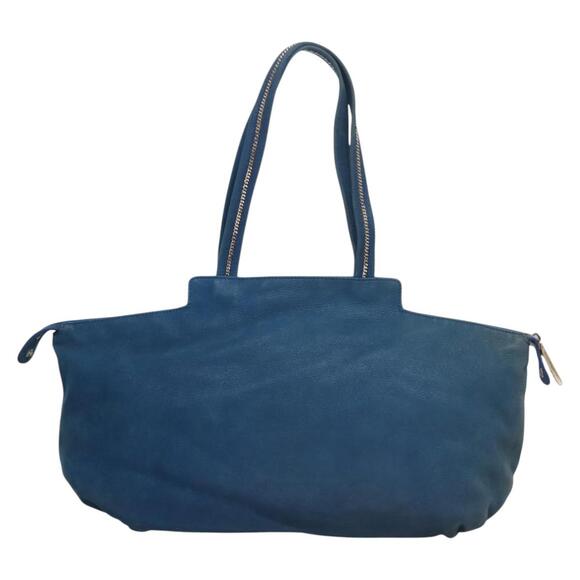 FENDI Tote Bag Leather Blue Gold - Picture 3 of 12